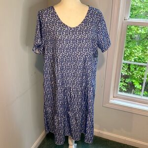 Plus Size 2x, Boho Short Sleeve Blue Floral Casual Mini Sundress from Walmart